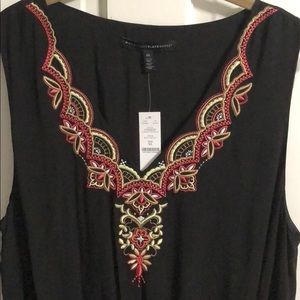 WHBM Black dress with embellished neck and hem